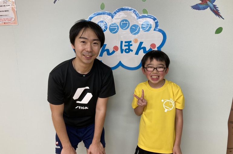 STIGA塩野さんとハルタロー君。卓球ラウンジぴんぽん